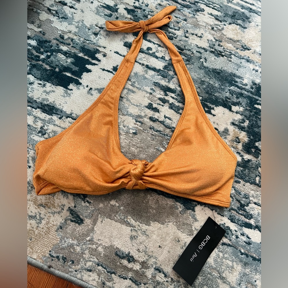 NWT Orange Shimmery Bikini Top